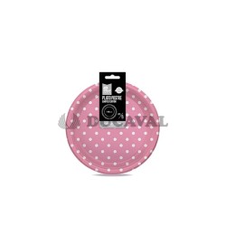 Plato rosa baby lunar blanco 18cm 6ud | Ducaval | Envío 24/48h
